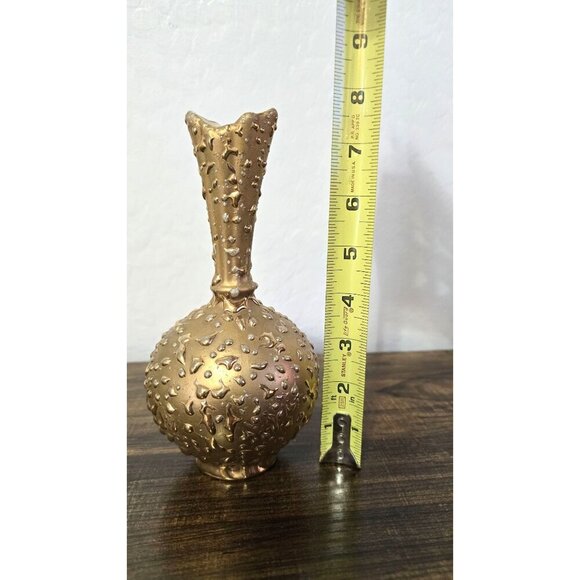 Vintage Hand Decorated Vase With 22K Gold Embossed Textured Ceramic U.S.A.  7" - Picture 5 of 6